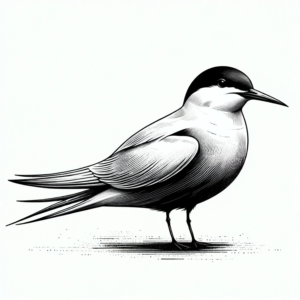 A sketch of an arctic tern.